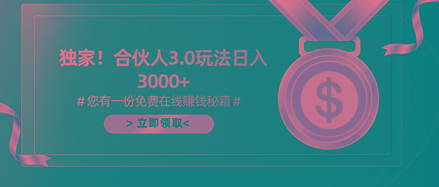 游戏合伙人3.0，日入3000+，无限扩大的蓝海项目-一新网创