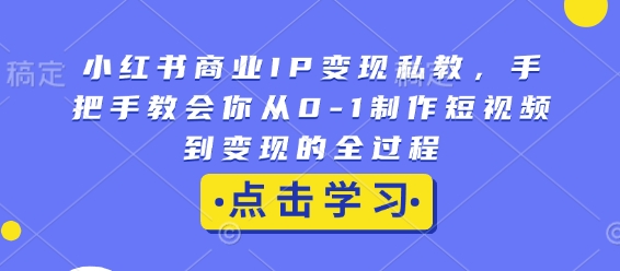 小红书商业IP变现私教，手把手教会你从0-1制作短视频到变现的全过程-一新网创