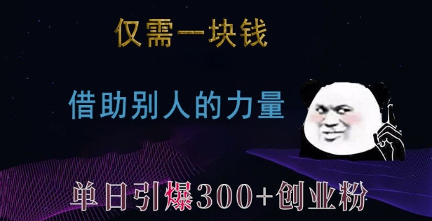 仅需一块钱，借助别人的力量，单日引爆300+创业粉、兼职粉【揭秘】-一新网创