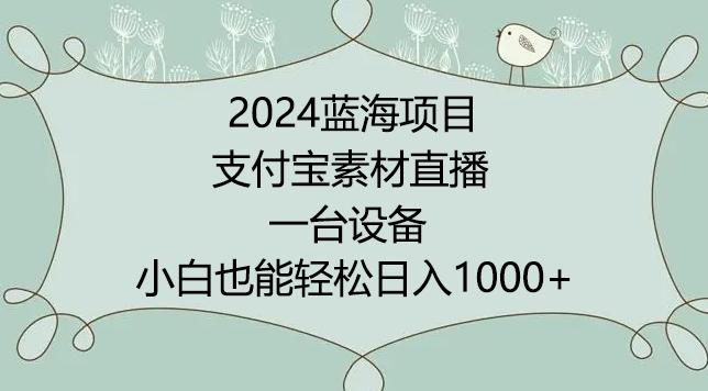 2024年蓝海项目，支付宝素材直播，无需出境，小白也能日入1000+ ，实操教程【揭秘】-一新网创