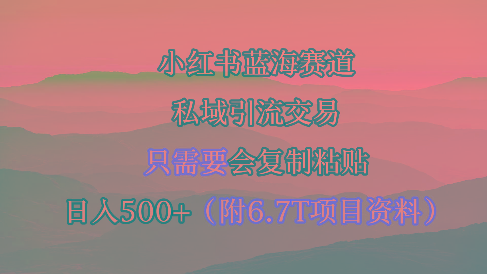 (9487期)小红书短剧赛道，私域引流交易，会复制粘贴，日入500+(附6.7T短剧资源)-一新网创