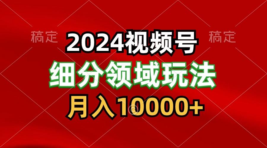 2024视频号分成计划细分领域玩法，每天5分钟，月入1W+-一新网创