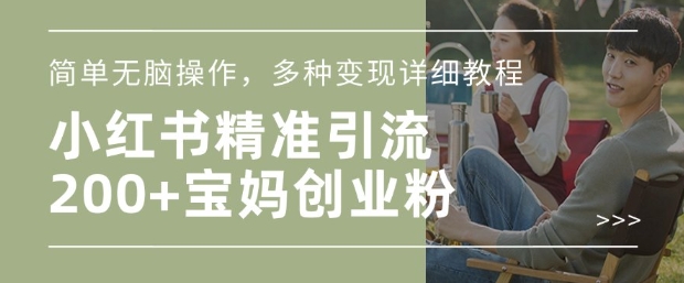 小红书混剪日引200+宝妈创业粉，简单无脑操作，多种变现详细教程-一新网创