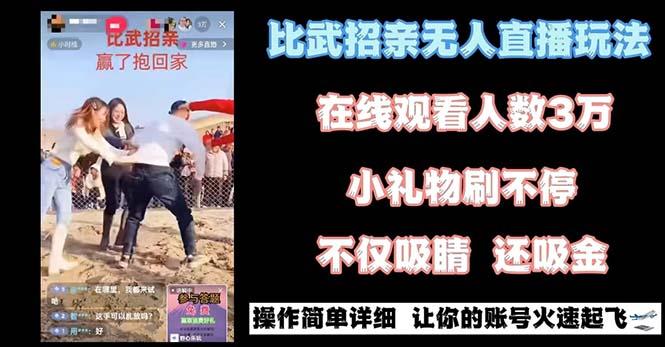最近很火的无人直播“比武招亲”的一个玩法项目简单-一新网创