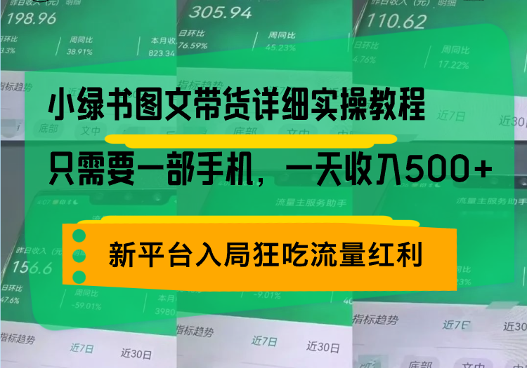 小绿书图文带货详细实操教程，只需要一部手机，一天收入500+，轻松变现-一新网创