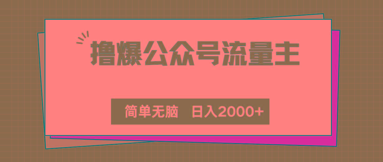 撸爆公众号流量主，简单无脑，单日变现2000+-一新网创
