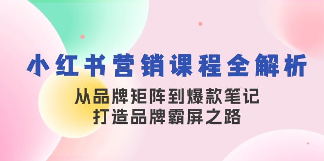 小红书营销课程全解析，从品牌矩阵到爆款笔记，打造品牌霸屏之路-一新网创