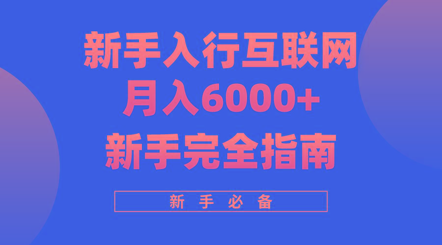 (10058期)互联网新手月入6000+完全指南 十年创业老兵用心之作，帮助小白快速入门-一新网创