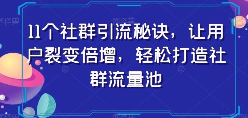 11个社群引流秘诀，让用户裂变倍增，轻松打造社群流量池-一新网创