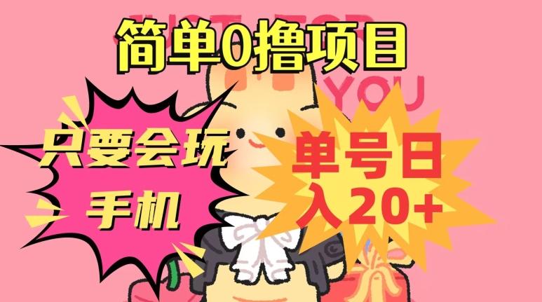 简单0撸项目，只要会玩手机，单号日入20+，新手小白也能操作-一新网创