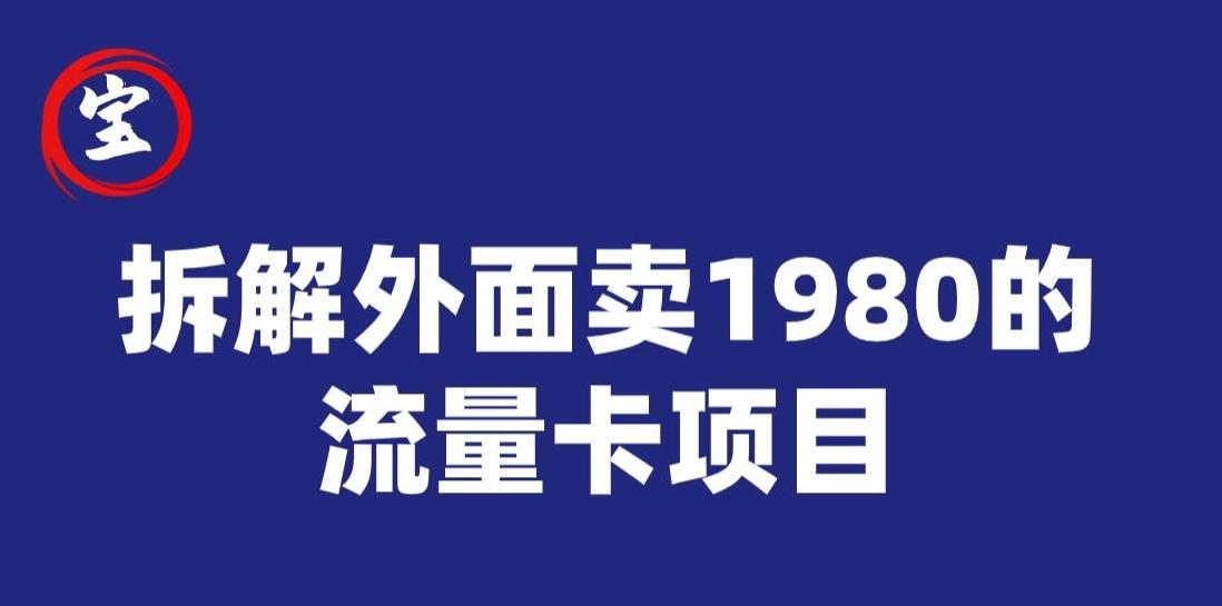 宝哥拆解外面卖1980手机流量卡项目，0成本无脑推广-一新网创