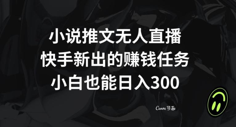 小说推文无人直播，快手新出的赚钱任务，小白也能日入300+【揭秘】-一新网创