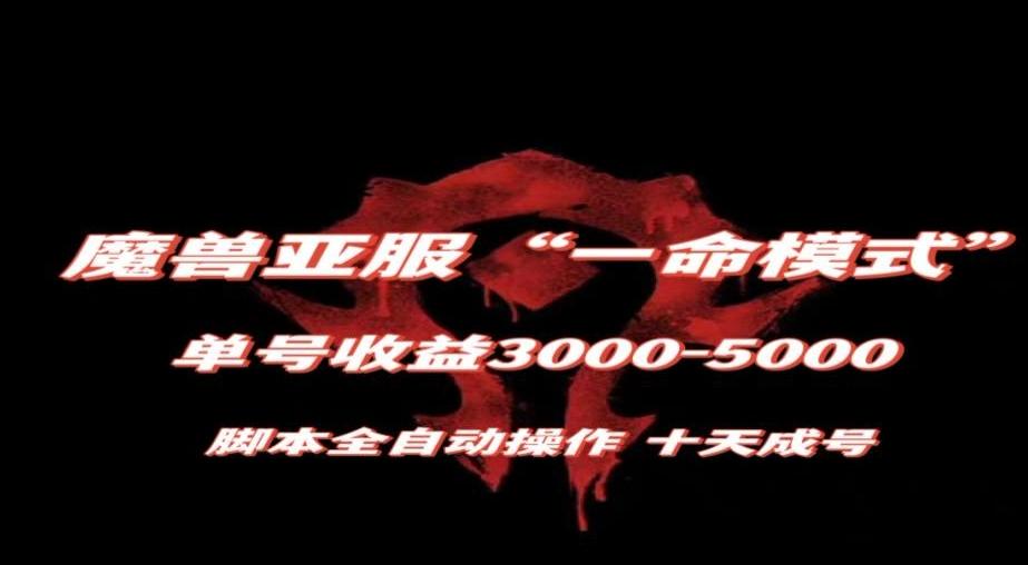 魔兽亚服一命模式，10天成号-单号3千-5千，脚本全自动操作，保姆级教学【揭秘】-一新网创