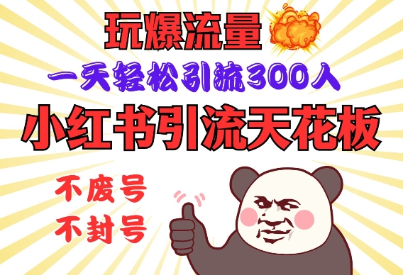 小红书引流天花板，玩爆流量，一天轻松引流300人，安全操作-一新网创