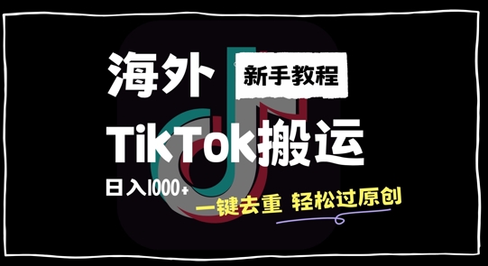 2024最新海外TikTok搬运玩法，一键去重轻松过原创，新手无经验也能日入1k【揭秘】-一新网创