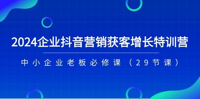 2024企业抖音-营销获客增长特训营，中小企业老板必修课(29节课-一新网创