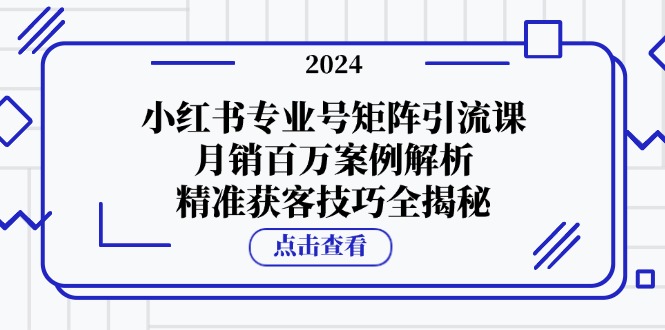小红书专业号矩阵引流课，月销百万案例解析，精准获客技巧全揭秘-一新网创
