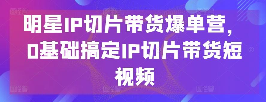 明星IP切片带货爆单营，0基础搞定IP切片带货短视频-一新网创
