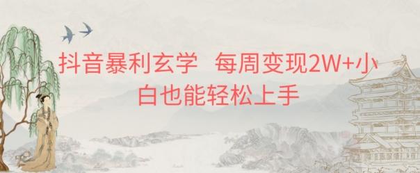 抖音暴利玄学，每周变现2W+小白也能轻松上手-一新网创