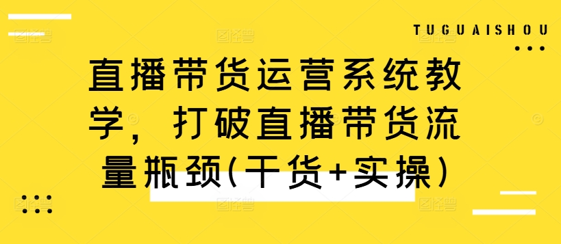 直播带货运营系统教学，打破直播带货流量瓶颈(干货+实操)-一新网创
