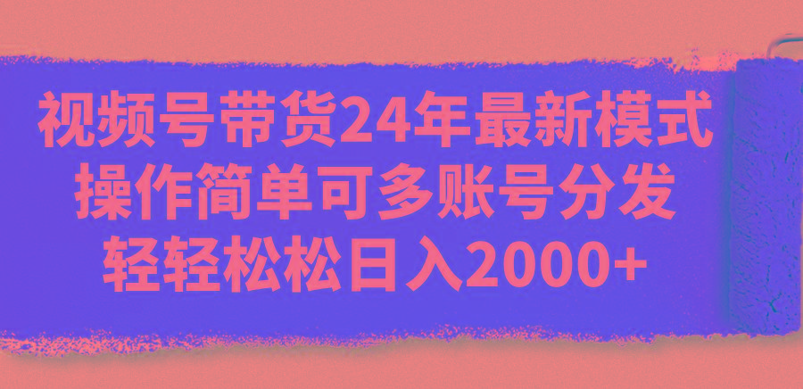 视频号带货24年最新模式，操作简单可多账号分发，轻轻松松日入2000+-一新网创