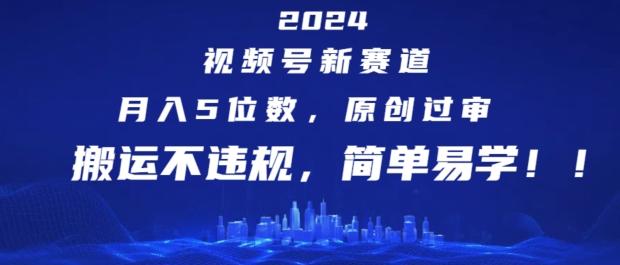 2024视频号新赛道，月入5位数+，原创过审，搬运不违规，简单易学【揭秘】-一新网创