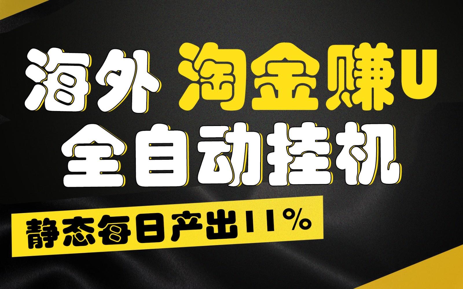海外淘金赚U，全自动挂机，静态每日产出11%，拉新收益无上限，轻松日入1万+-一新网创