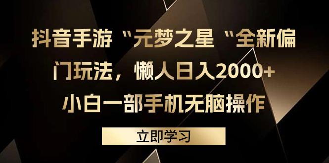 (9456期)抖音手游“元梦之星“全新偏门玩法，懒人日入2000+，小白一部手机无脑操作-一新网创