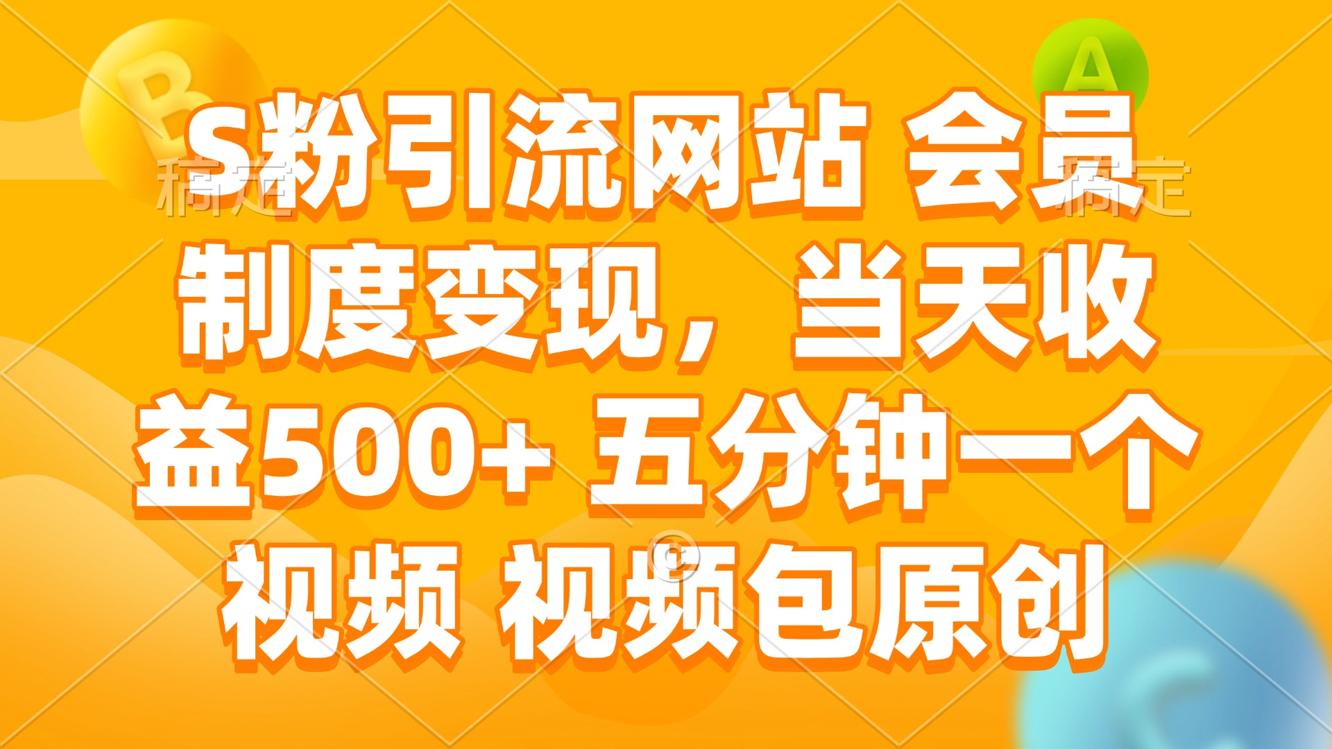 S粉引流网站 会员制度变现，当天收益500+ 五分钟一个视频 视频包原创-一新网创