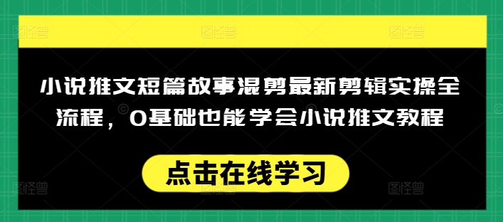 小说推文短篇故事混剪最新剪辑实操全流程，0基础也能学会小说推文教程，肯干多发日入多张-一新网创