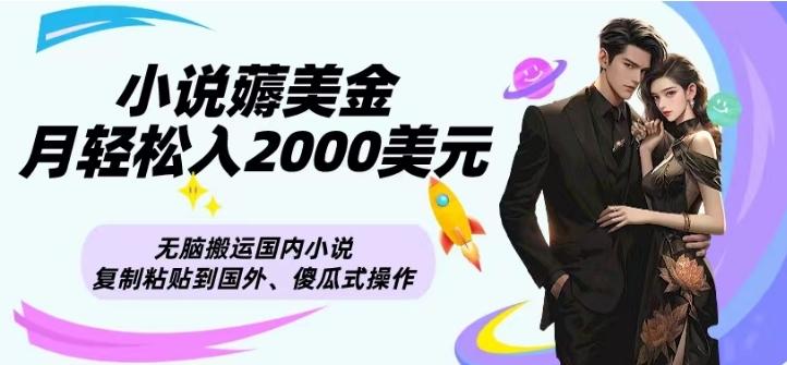 小说薅美金月轻松入2000美元项目、无脑搬运国内小说复制粘贴到国外、傻瓜式操作-一新网创