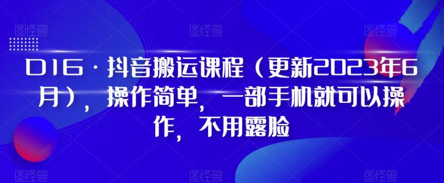 D1G·抖音搬运课程（更新2023年12月），操作简单，一部手机就可以操作，不用露脸-一新网创