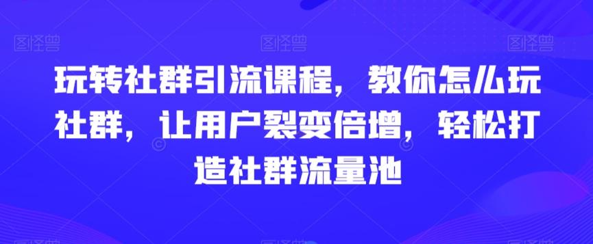 玩转社群引流课程，教你怎么玩社群，让用户裂变倍增，轻松打造社群流量池-一新网创