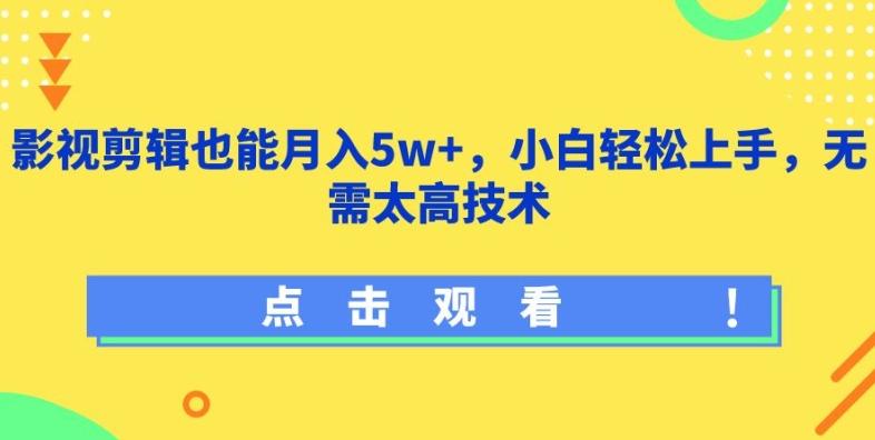 影视剪辑也能月入5w+，小白轻松上手，无需太高技术【揭秘】-一新网创