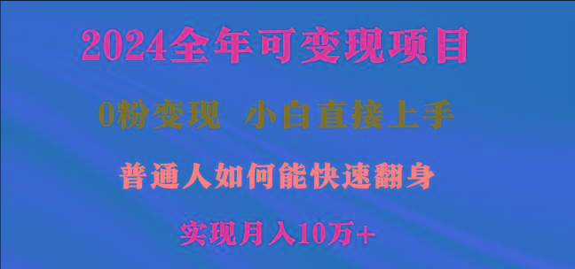 2024全年可变现项目，一天收益至少2000+，小白上手快，普通人就要利用互...-一新网创