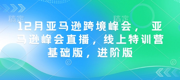 12月亚马逊跨境峰会， 亚马逊峰会直播，线上特训营基础版，进阶版-一新网创