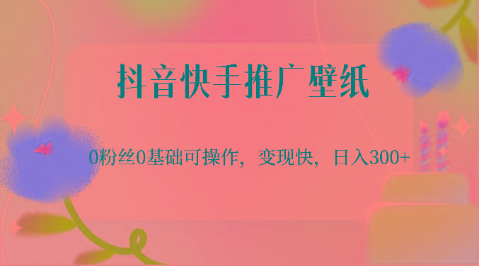 抖音快手推广壁纸，0粉丝0基础可操作，变现快，日入300+-一新网创