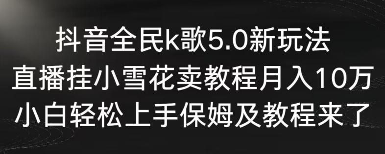 抖音全民k歌5.0新玩法，直播挂小雪花卖教程月入10万，小白轻松上手，保姆及教程来了【揭秘】-一新网创