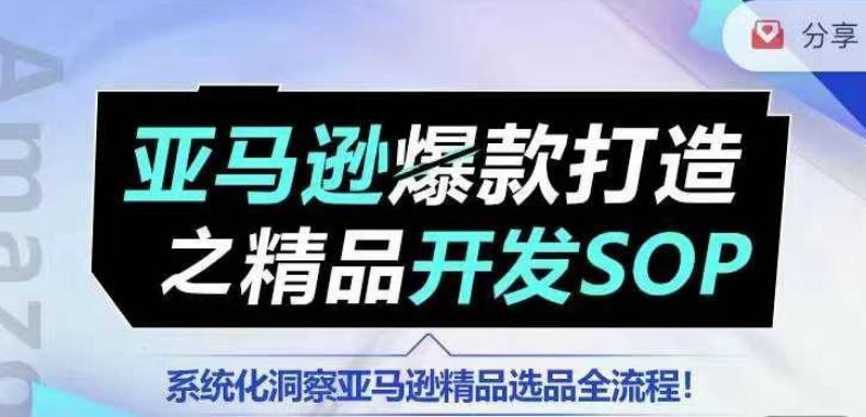 【训练营】亚马逊爆款打造之精品开发SOP，系统化洞察亚马逊精品选品全流程-一新网创