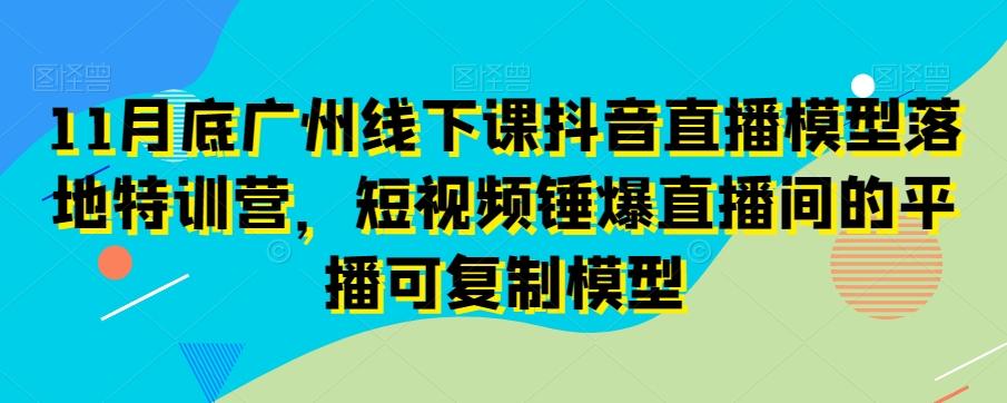 11月底广州线下课抖音直播模型落地特训营，短视频锤爆直播间的平播可复制模型-一新网创