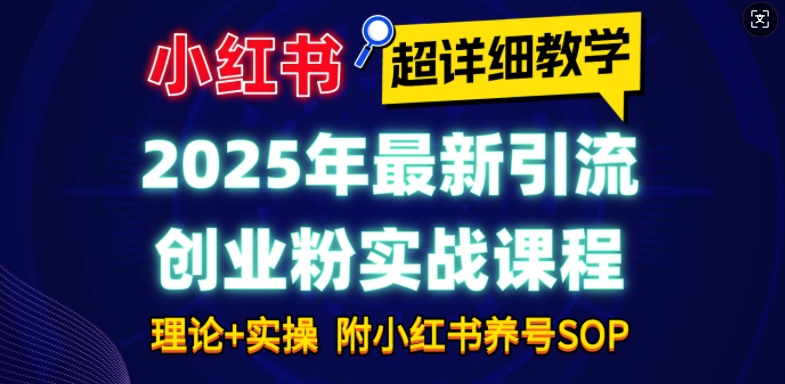2025年最新小红书引流创业粉实战课程【超详细教学】小白轻松上手，月入1W+，附小红书养号SOP-一新网创