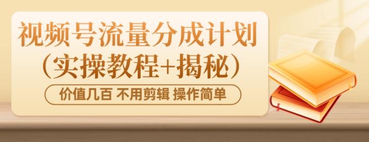 价值几百上千不用剪辑简单操作视频号流量分成计划（实操教程+揭秘）-一新网创