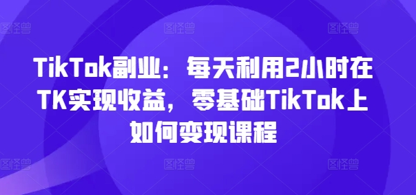 TikTok副业：每天利用2小时在TK实现收益，零基础TikTok上如何变现课程-一新网创