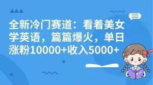 全新冷门赛道：看着美女学英语，篇篇爆火，单日涨粉10000+收入5000+-一新网创