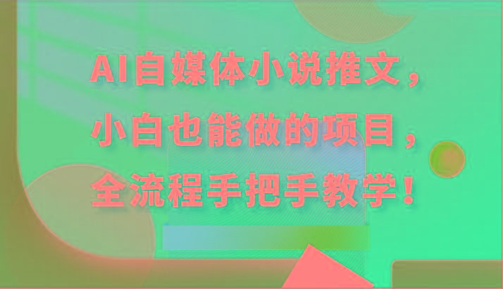 AI自媒体小说推文，小白也能做的项目，全流程手把手教学！-一新网创