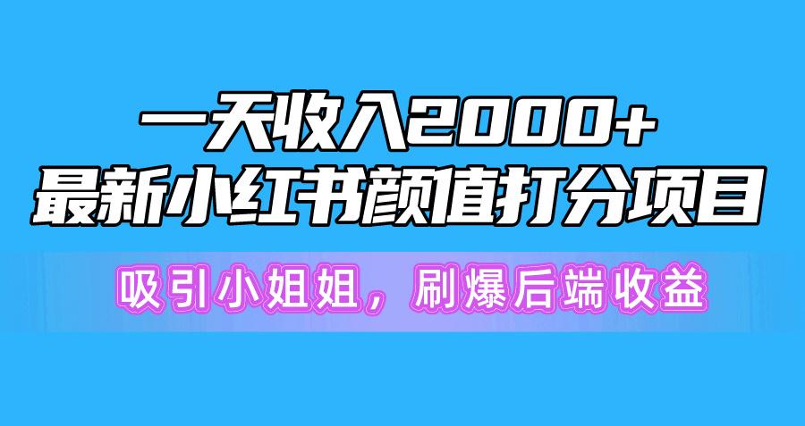 一天收入2000+，最新小红书颜值打分项目，吸引小姐姐，刷爆后端收益-一新网创