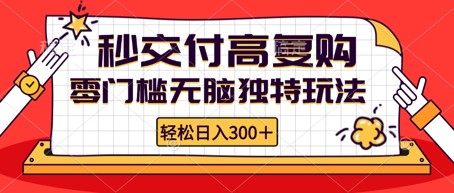 零门槛无脑独特玩法 轻松日入300+秒交付高复购   矩阵无上限-一新网创