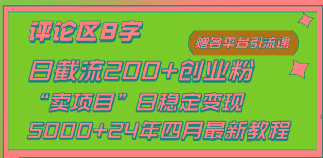 (9851期)评论区8字日载流200+创业粉  日稳定变现5000+24年四月最新教程！-一新网创