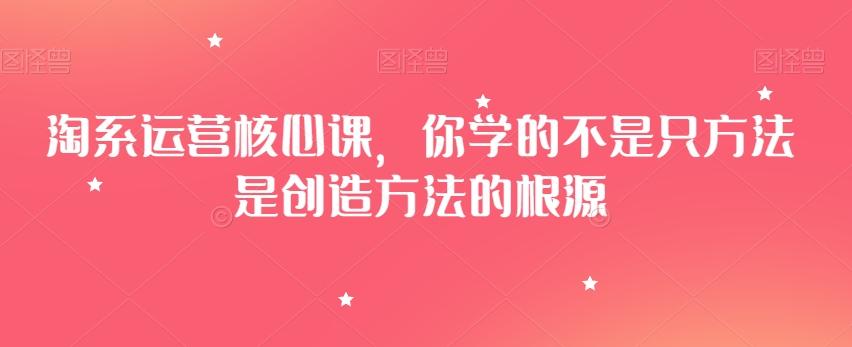 淘系运营核心课，你学的不是只方法是创造方法的根源-一新网创