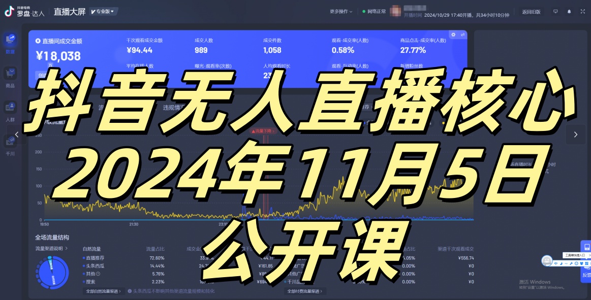 抖音无人直播核心公开课，咸鱼翻身小白可做带有睡后收入月入过万太简单【揭秘】-一新网创